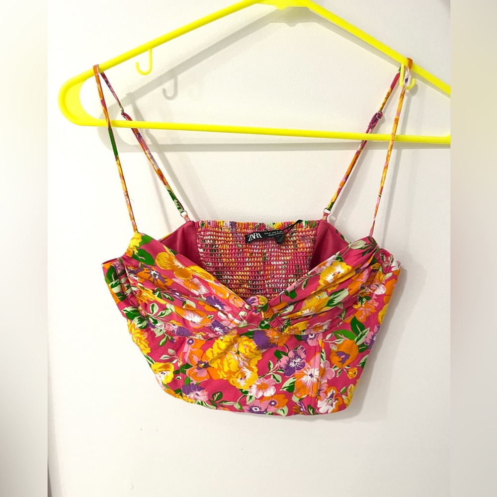 zara floral corset top
